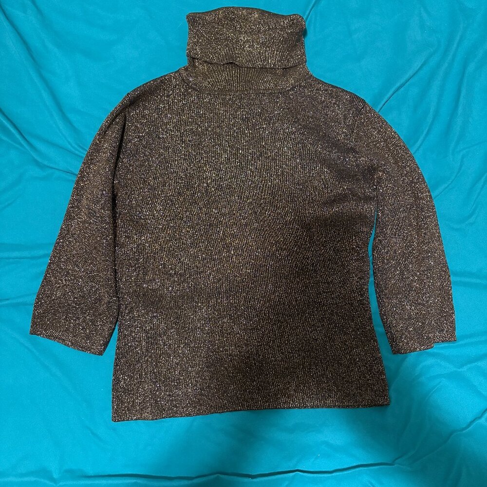 Joseph A. Metallic Silk Turtleneck Top – Size Medium